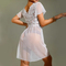 New Solid Color Polka DOT Sleepwear Dress Sexy V-Neck Transparent Woman Nightwear