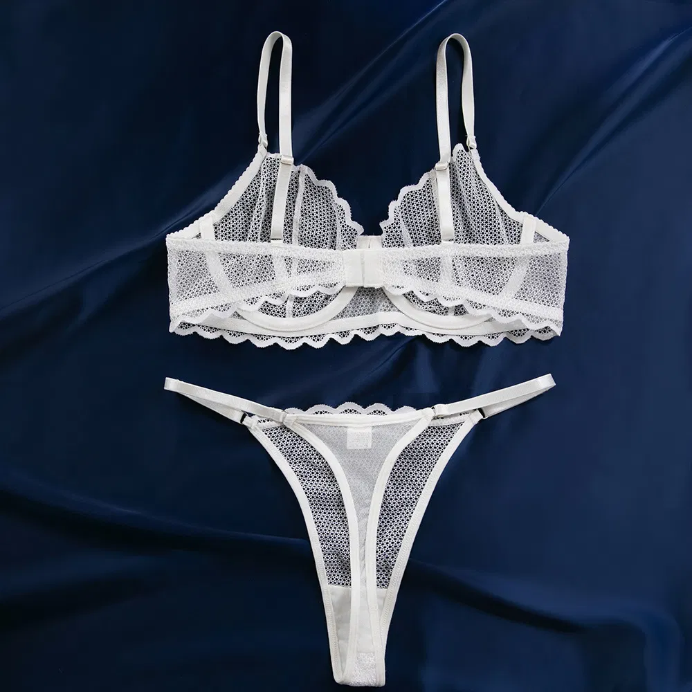 Wholesale Solid Color Underwear Set for Woman Sexy Mesh Ultra-Thin Lingerie
