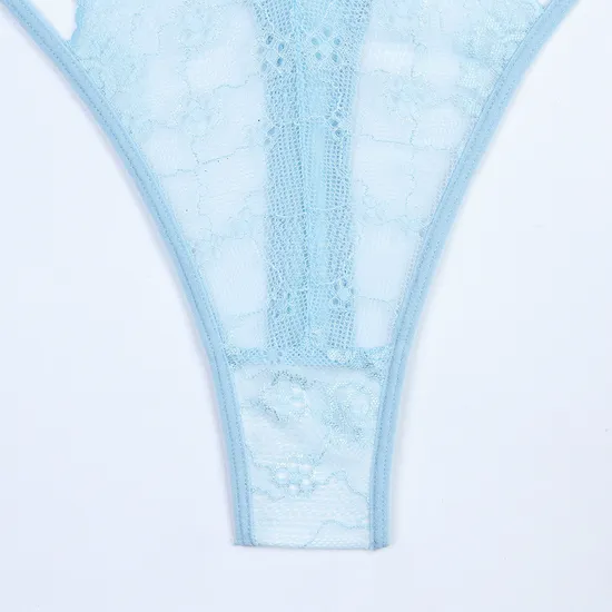 Wholesale V-Neck Hanging Neck One Piece Underwear Set Sexy Thin Embroidered Lace Lingerie