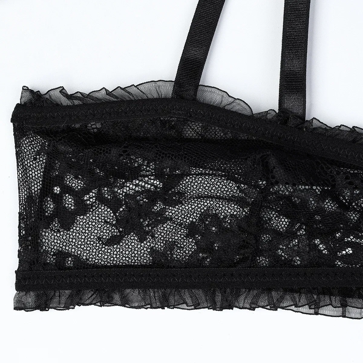 New Fashion Ultra-Thin Woman Underwear Set with Stocking Sexy Bow Mesh Skirt Lingerie
