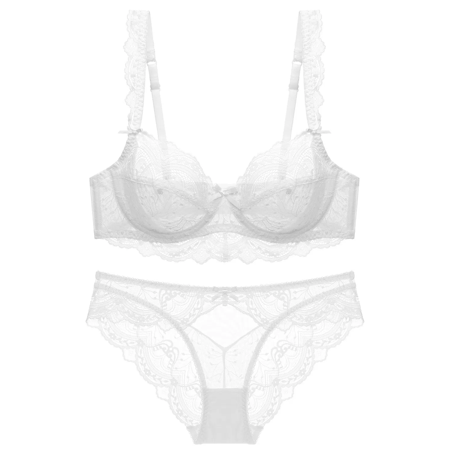 Hot Sell for Women Ultra-Thin Hollowed-out Underwear Transparent Lace Bra Set Sexy Lingerie