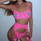 Wholesale Mesh See-Through Underwear Set for Woman Sexy Heart Shaped Rhinestone Lingerie