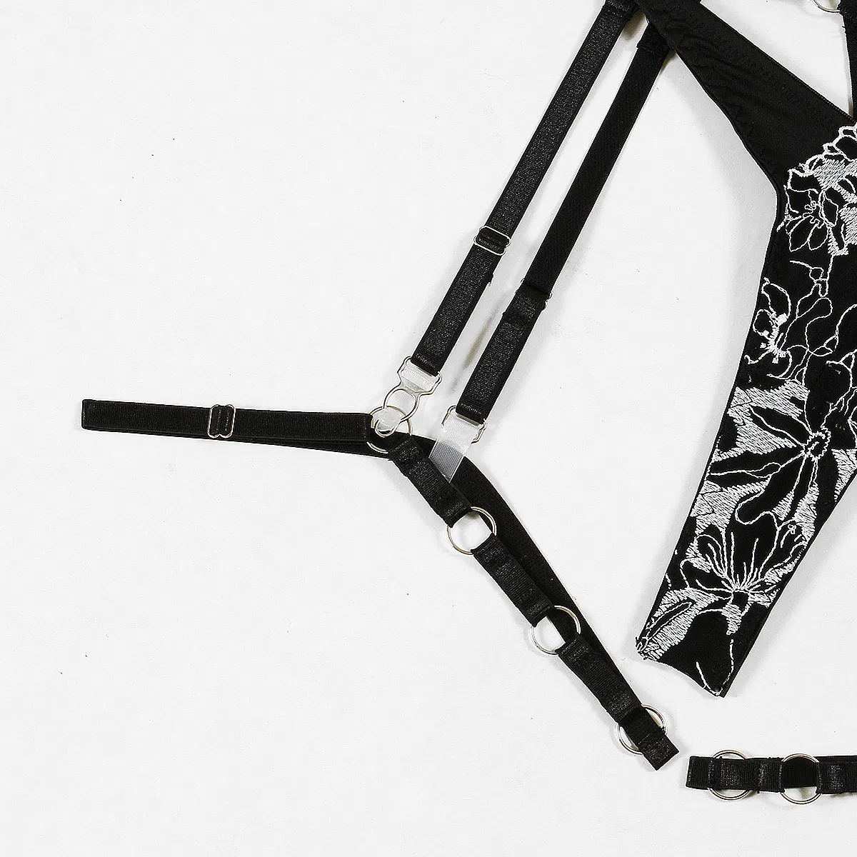 Sexy See-Through Woman Bra Set Sexy Flower Complex Embroidery Mesh Lingerie