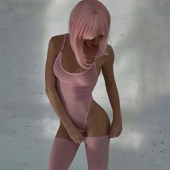 New Ultral-Thin Solid Color Lingerie Sexy See-Through Mesh Woman's One Piece Bodysuit