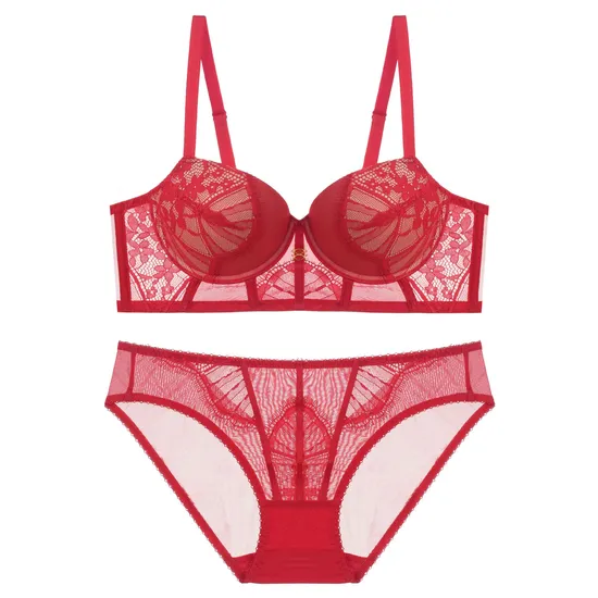 French Smooth Embroidery Lace Trim Sexy Breathable Gathering for Women Soft Bra Ultra-Thin Set Sexy Underwear Lingerie
