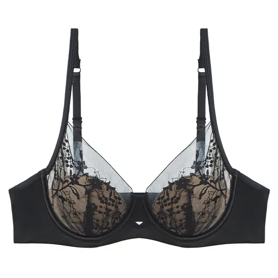2025 Wholesale Hot Sell Woman Ultra-Thin Embroidery Lace Trim Sexy Breathable Soft Bra Set Underwear Sexy Lingerie