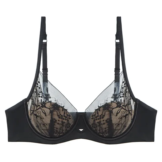 2025 Wholesale Hot Sell Woman Ultra-Thin Embroidery Lace Trim Sexy Breathable Soft Bra Set Underwear Sexy Lingerie