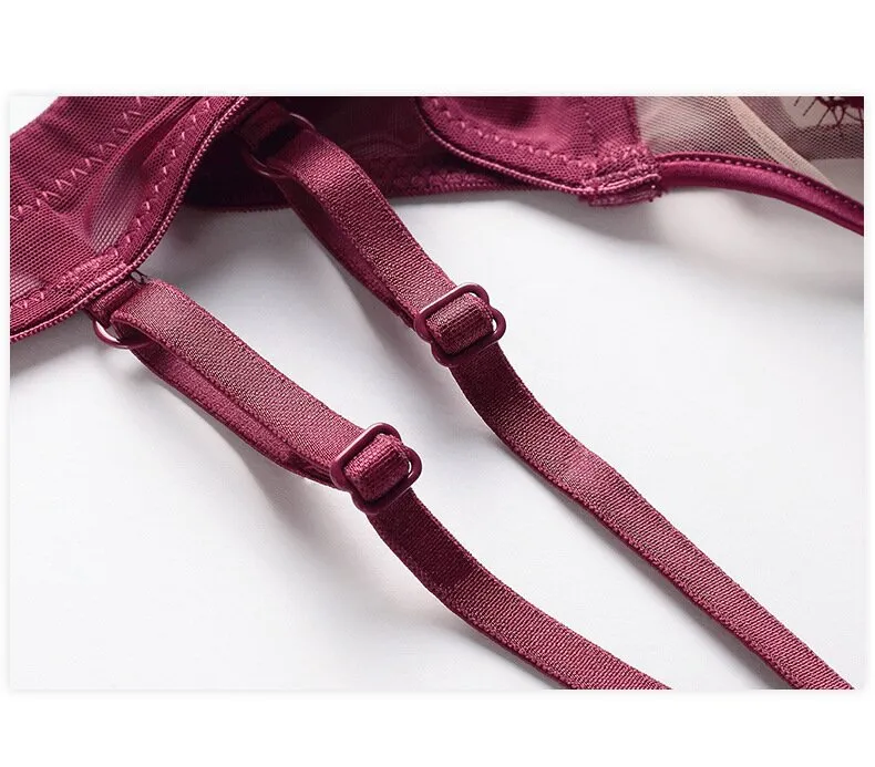 2025 French Embroidery Eyelash Lace Trim Sexy Breathable Gathering for Women Soft Bra Ultra-Thin Set Sexy Underwear Lingerie