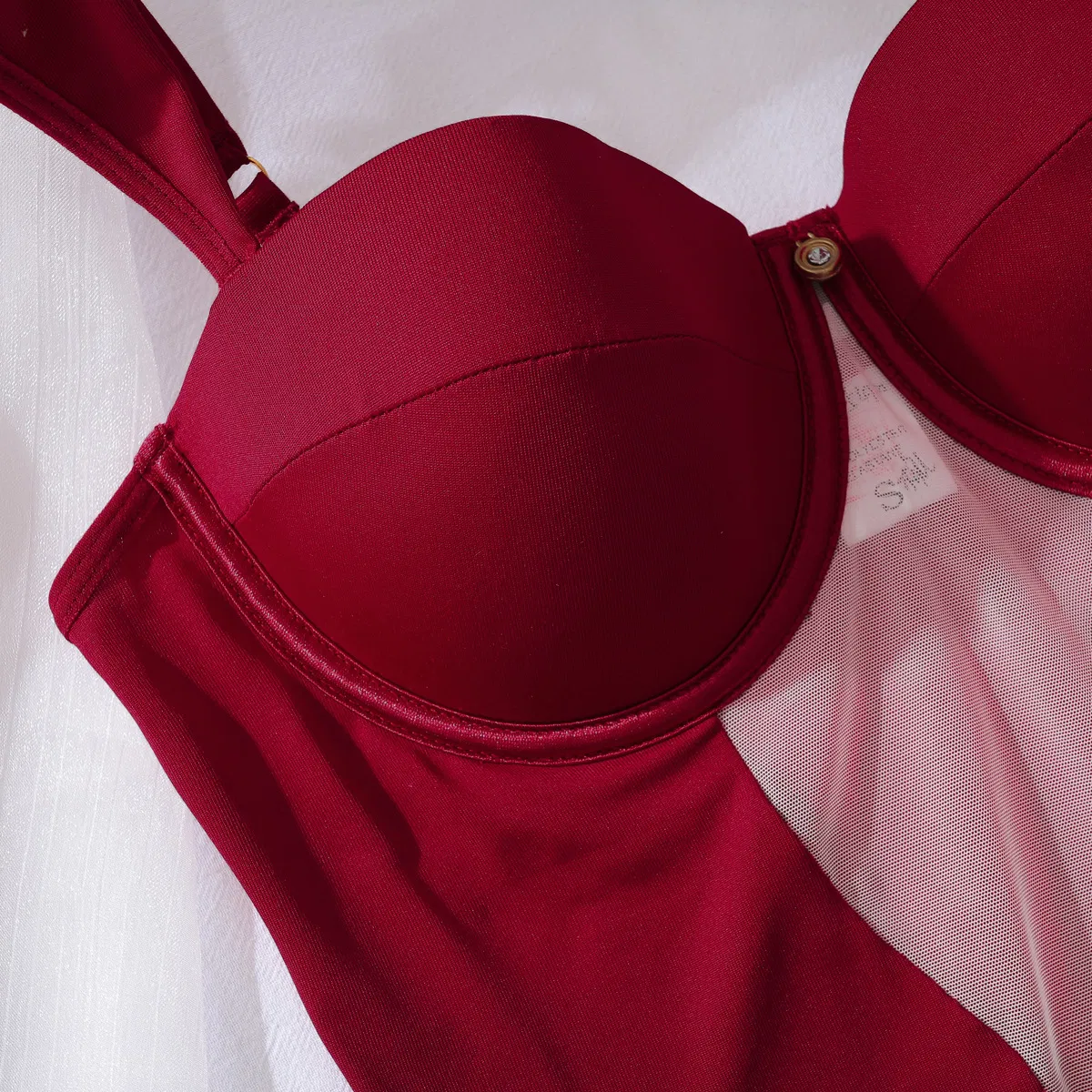 Wholesale See-Through Woman Bra Panty Sets Sexy Mesh Patchwork Ultra-Thin Lingerie