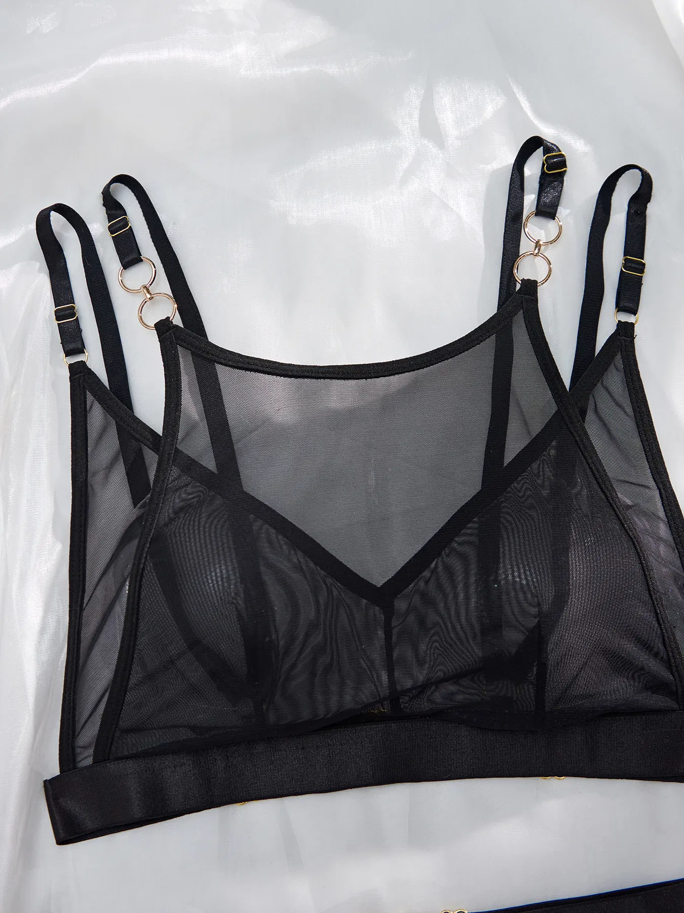 Wholesale Double-Layer Women's Underwear Set Sexy Perspective Mesh Lingerie