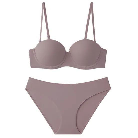 Wholesale Smooth Strapless Seamless Gathering Breathable for Women Soft Bra Breathable Ultra-Thin Set Sexy Underwear Lingerie