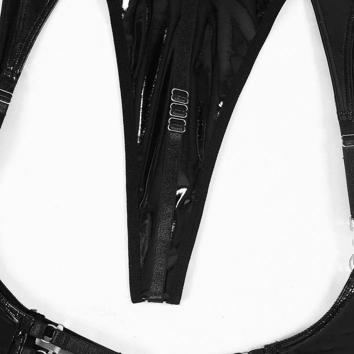 Sexy Exotic Hollow out PU Woman Bra with Belt Waist Hot Selling Solid Color Lingerie