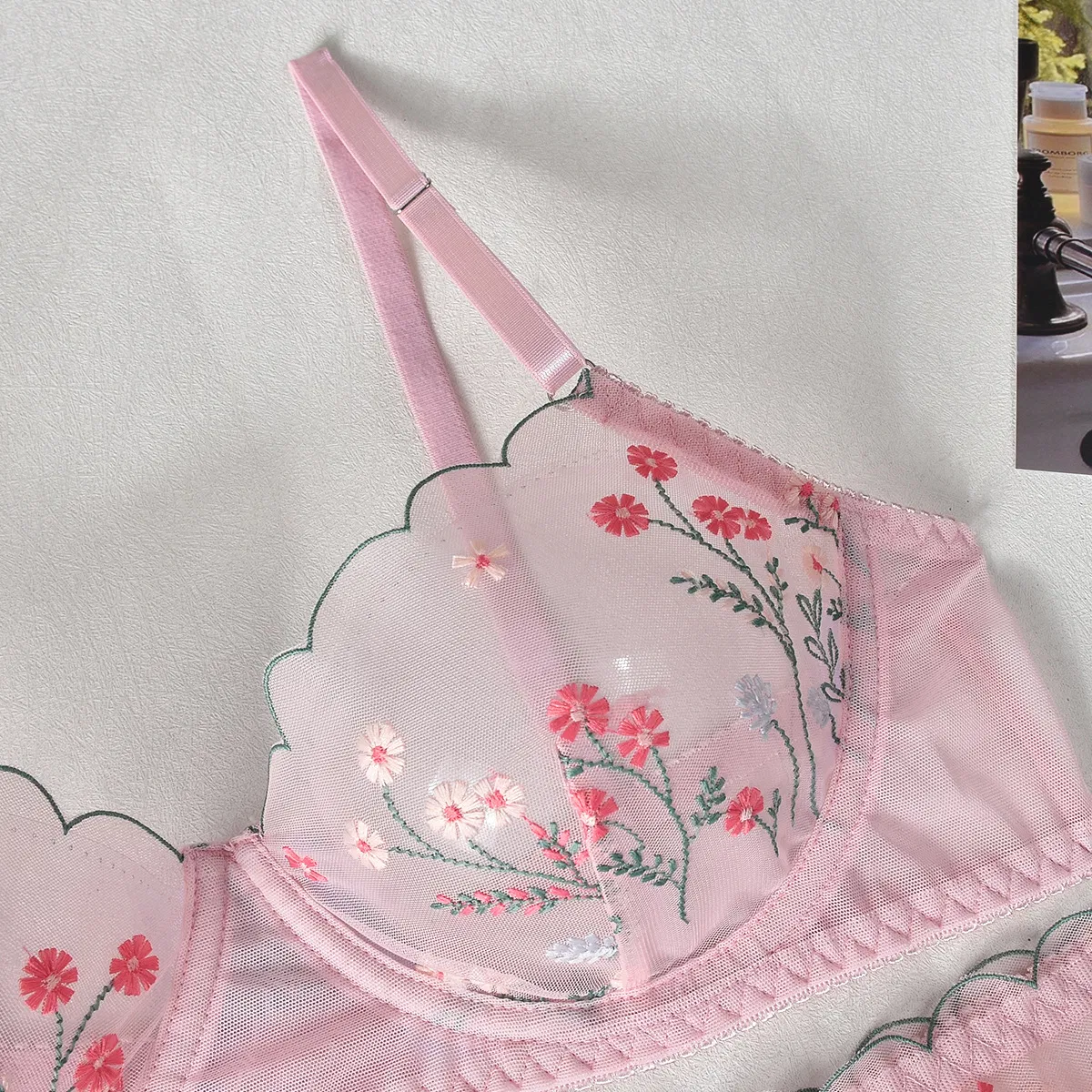 Sexy Floral Embroidery Underwear Set for Woman Wholesale See-Through Mesh Lingerie