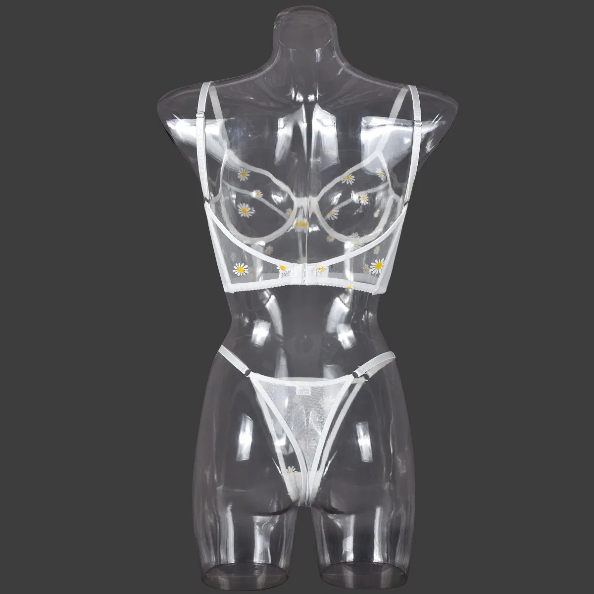 Wholesale See-Through Mesh Fishbone Bra Panty Sets Sexy Ultra Thin Woman Lingerie