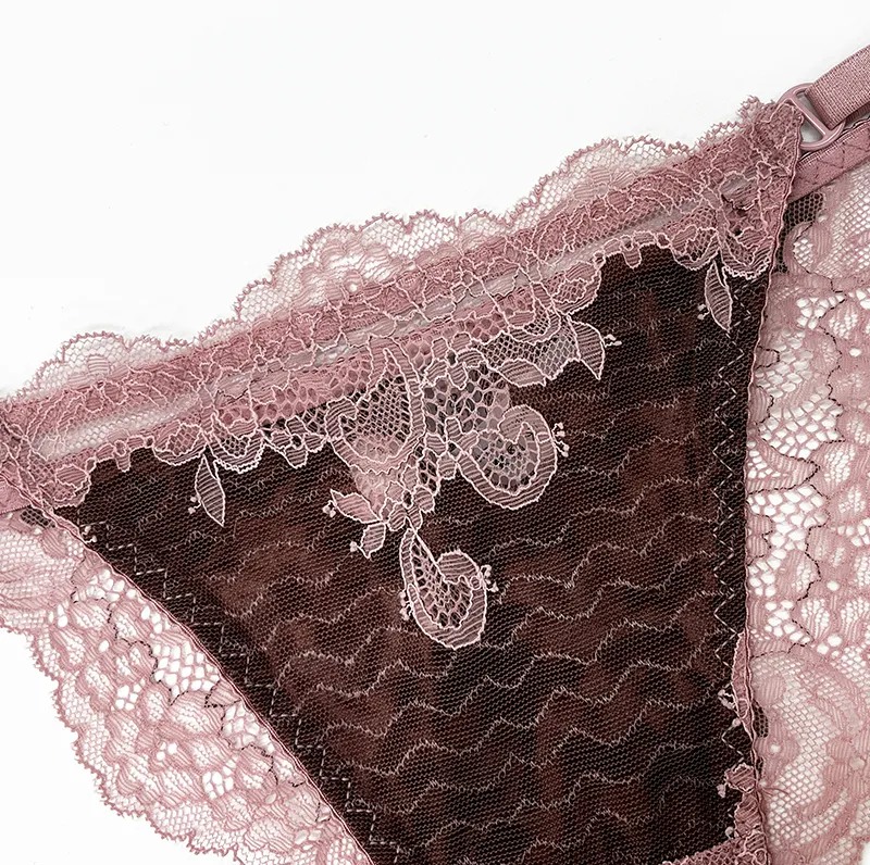 Wholesale French Anti-Sagging Sexy Breathable Lace Trim Gathering for Women Soft Bra Ultra-Thin Set Sexy Underwear Lingerie