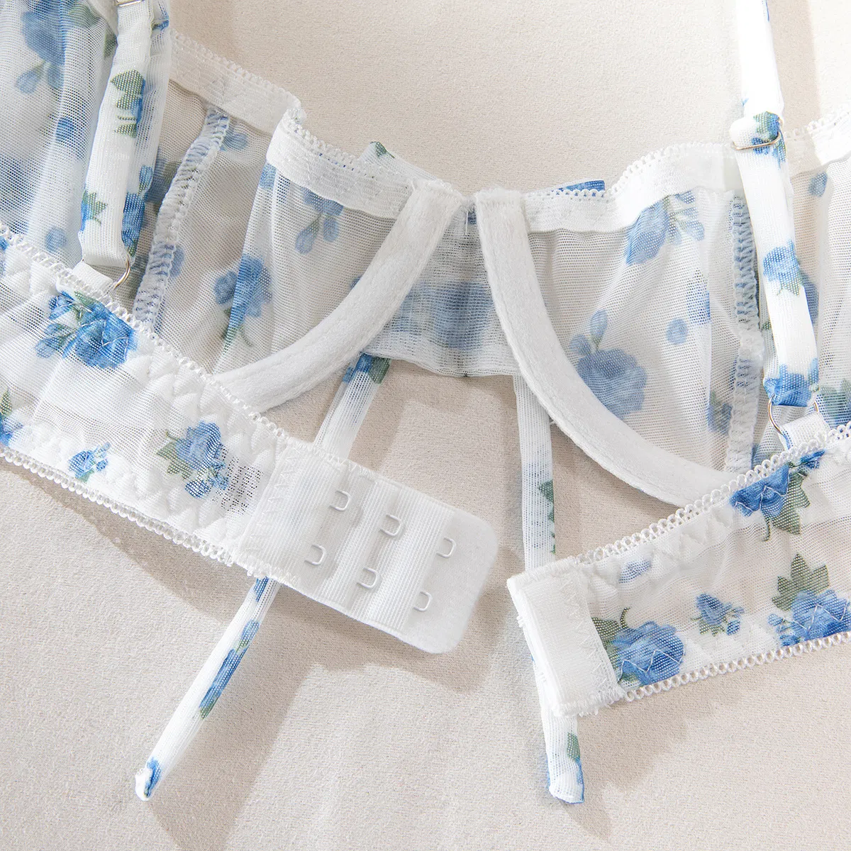 Wholesale Floral Print See Through Mesh Underwear Set New Luxury Ultra-Thin 2PCS Lingerie