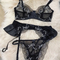 Sexy Embroidery Lace Erotic Bra Set See-Through Garter Belt Women Desire Lingerie