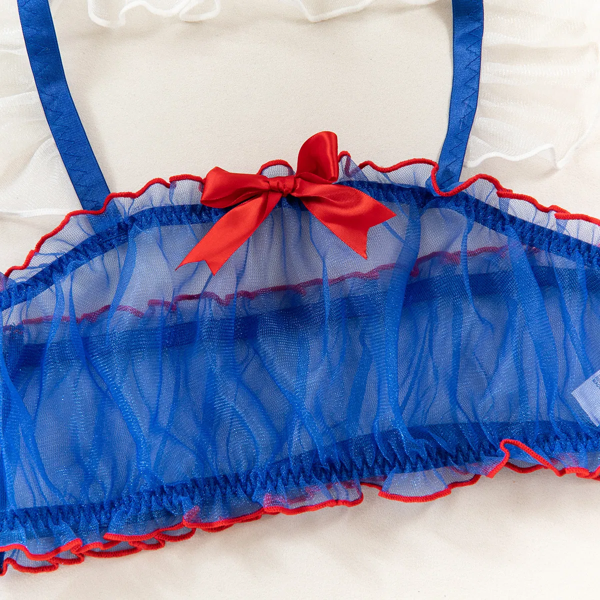 Sexy See-Through Mesh Skirt Role Play Woman's Underwear Set Wholesale Hanging Neck Lingerie