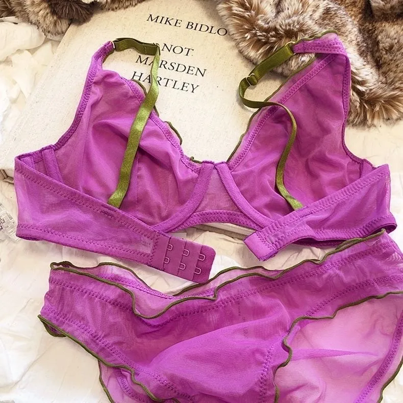 Newest Ultra-Thin Mesh Design Ladies Breathable Underwire Set Women's Lingerie