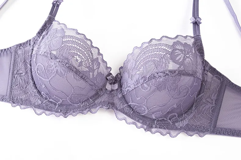 Wholesale Sexy Ultra-Thin Transparent Bra Lingerie Erotic Flowers Lace Women Underwear Set
