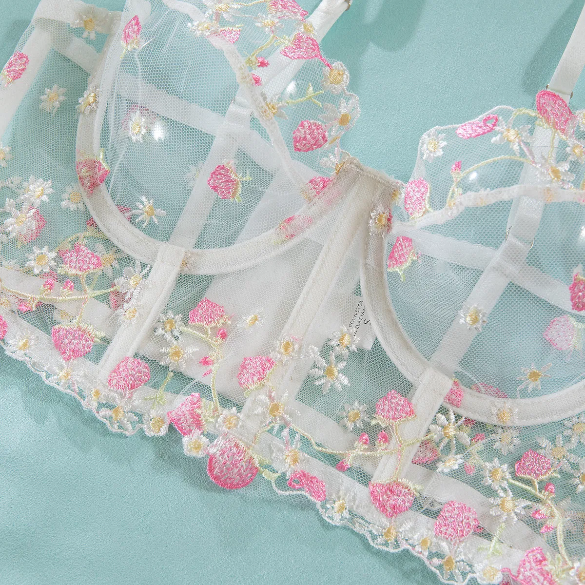 Factory High Quality Fish Bone Women Bra Set Sexy See-Through Floral Embroidery Lingerie