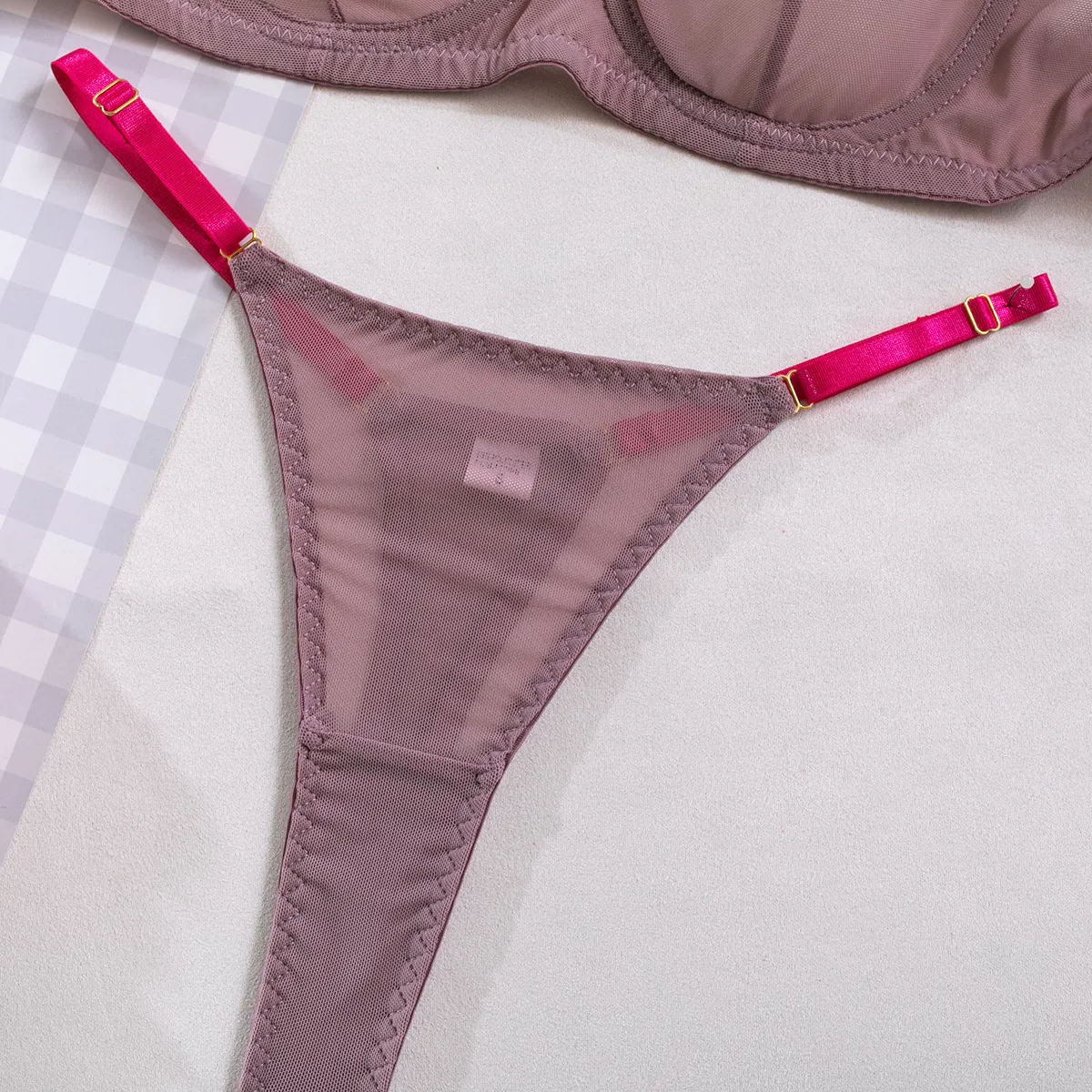 Sexy Transparent Mesh Two-Piece Underwear Set Wholesale Comfortable Solid Color 2PCS Lingerie
