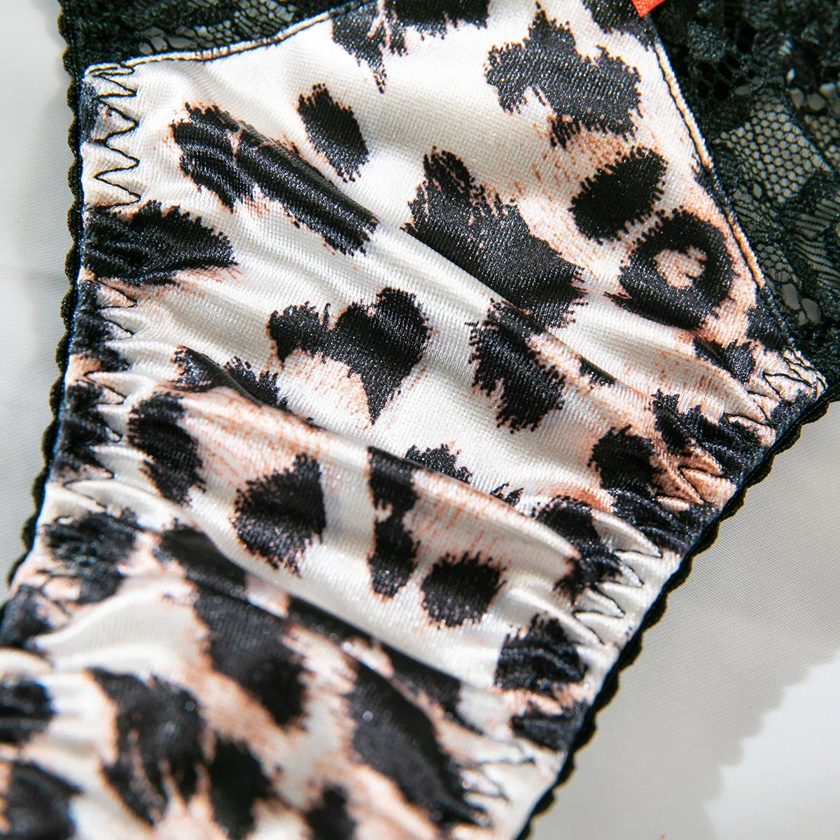 Sexy Leopard Print Ultra-Thin Bra and Thong Set Wholesale Transparent Woman Lingerie