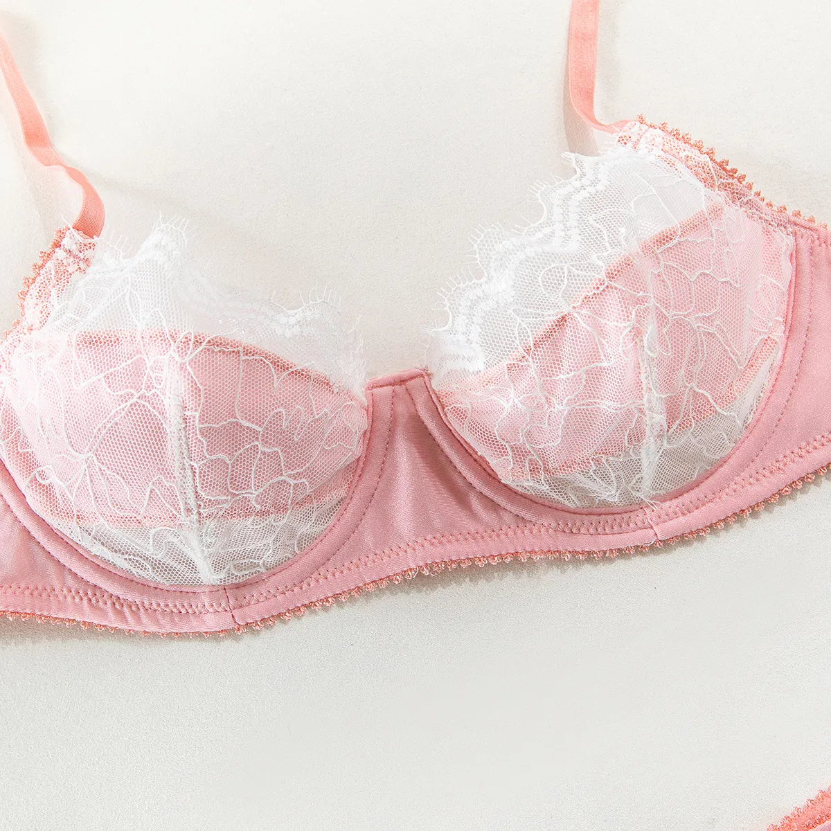 Wholesale Ultra Thin Underwear Set Sexy Flower Embroidery See Through Lingerie