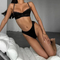 Wholesale Ultra Thin Underwear Set Sexy Flower Embroidery See Through Lingerie