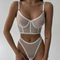 Sexy Fish-Bone Women's Underwear Set Wholesale See-Through Polka Dots Mesh Lingerie