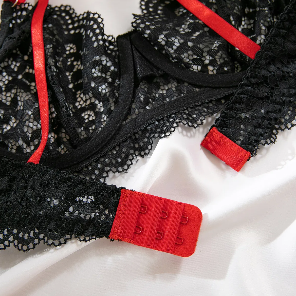 Wholesale Embroidery Contrast Lace Bra Set Sexy Thin Women Lingerie