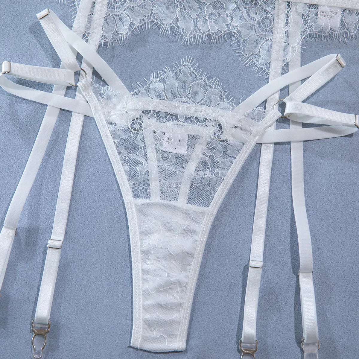 Sexy Eyelash Lace Fishbone Underwear Set Wholesale See-Through Woman Lingerie