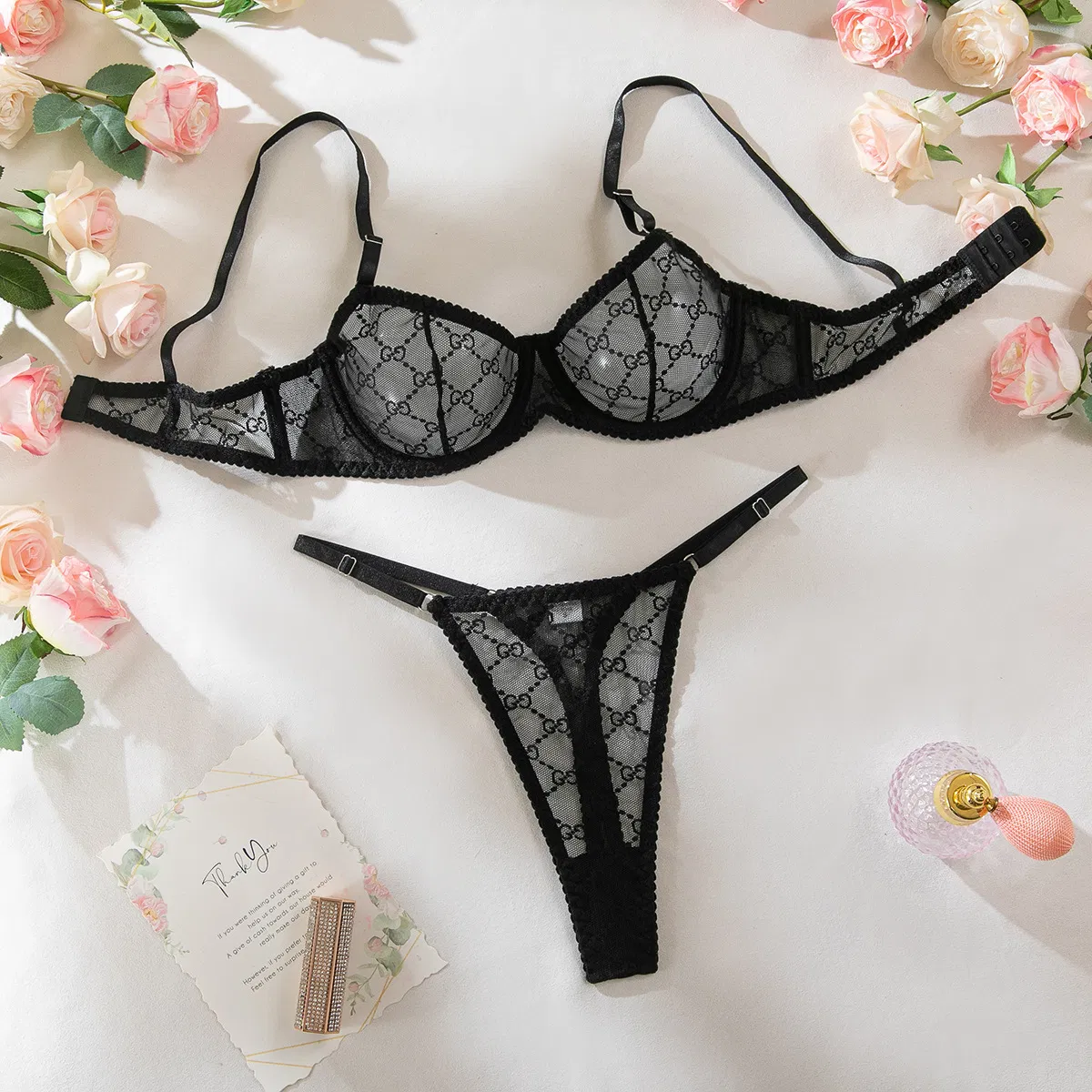 Wholesale Ladies Underwear Set Sexy Newest See-Through Mesh Women Lingerie