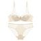 High Quality Llingerie Sexy Satin Lace Bra Breathable MID-Waist Brief Underwear Set