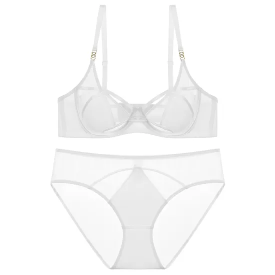 Sexy Women Lace Underwear Hot Girl Mesh Transparent Hollow Bra Set