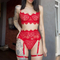 Wholesale Eyelash Lace Woman Bra Set Sexy Ultra Thin Perspective Lingerie