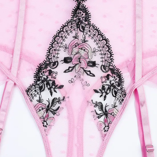 Wholesale Embroidered Underwear Set for Woman Sexy See-Through Mesh Women's Lingerie
