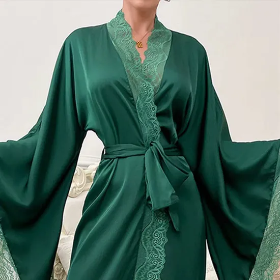 Sexy Satin Women Pajamas and Sleepwear for Women New Long Sleeved Robe Lingerie Nightwear