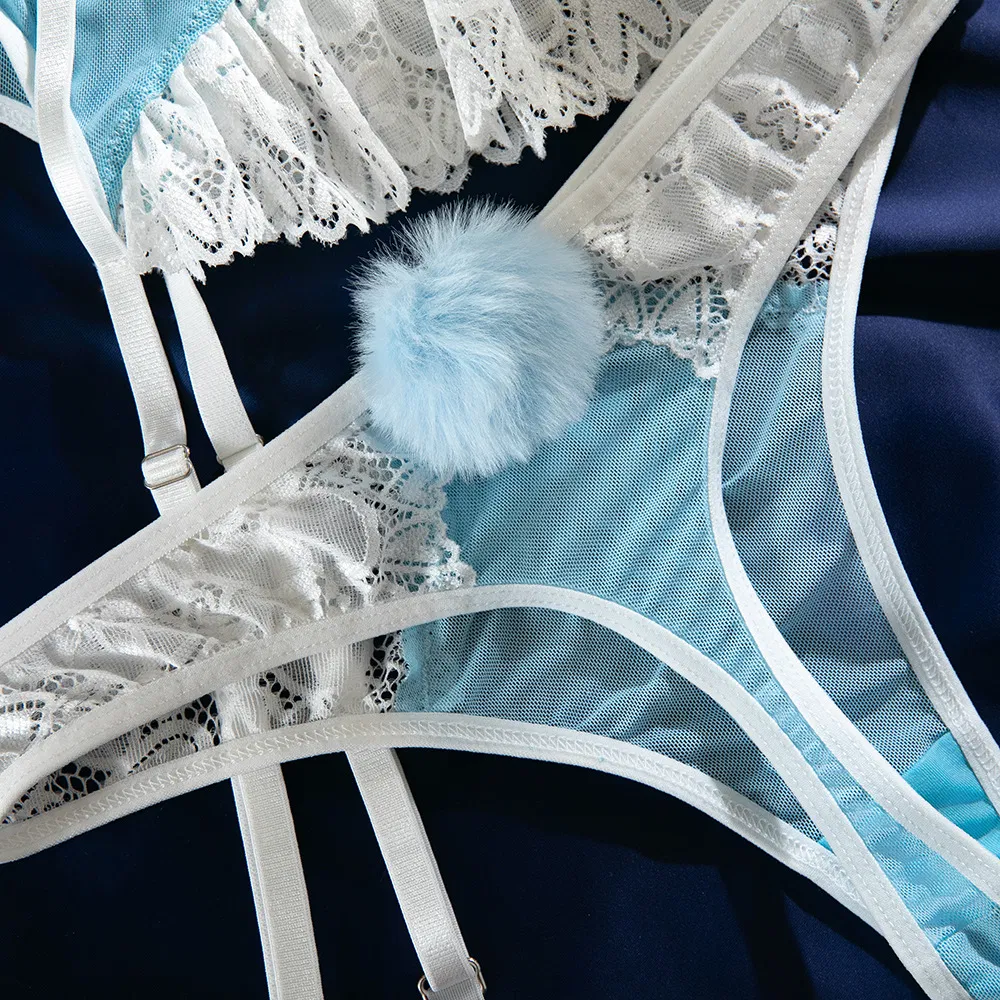 Sexy Ultra-Thin See-Through Underwear Set Wholesale Contrast Color Woman Lingerie