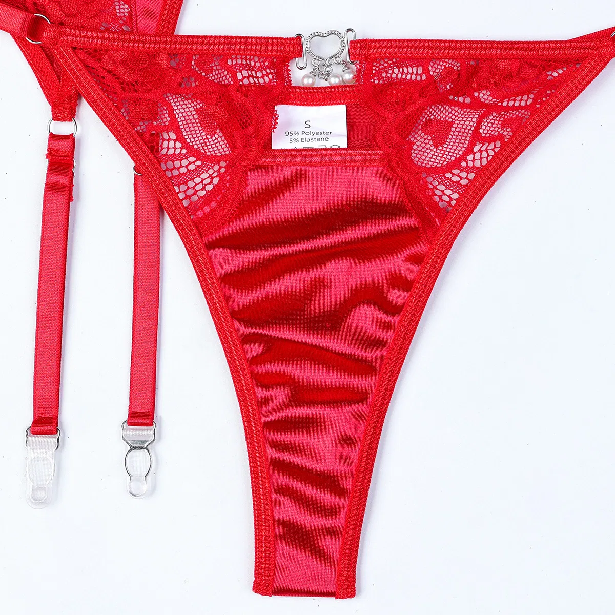 Wholesale See-Through Underwear Set for Woman Sexy Solid Color with Stocking Lingerie