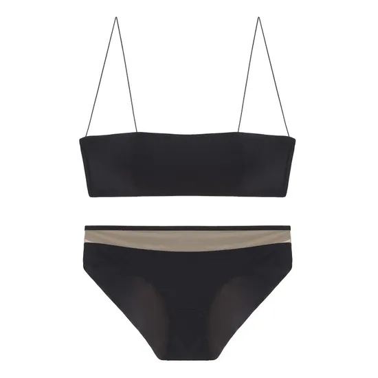 French Solid Color Ultra-Thin Strapless Smooth Seamless One-Shoulder Bra Set Sexy Underwear Lingerie
