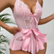 Sexy Transparent Mesh Sleeveless One Piece Bra Set Hot Sell Deep-V Woman Lingerie