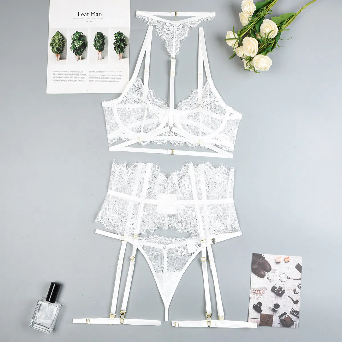 Wholesale Transparent Ultra Thin Bra Set Sexy Embroidery Lace Women Lingerie