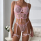 Wholesale Embroidered Floral Fish-Bone Woman Underwear Set Sexy See-Through Cross Strap Lingerie