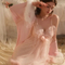 Sexy See-Through Mesh Nightgown Dress and Robe Hot Sell Embroidered Lace Women's Nightwear