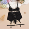 Wholesale Transparent Embroidery Underwear Set for Woman Sexy Gold Thread Black Lace Lingerie
