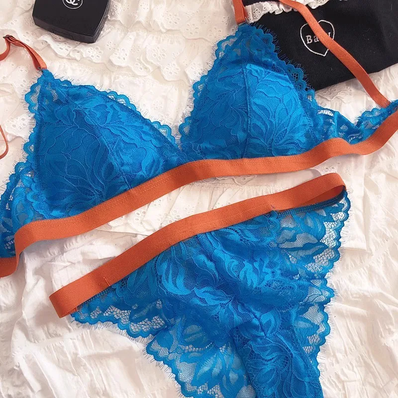 Wholesale French Style Eyelash Lace Soft Sexy Breathable Backless Ultra-Thin for Women Bra Set Underwear Lingerie