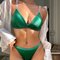 Wholesale French Satin Breathable Deep V Ultra-Thin Luxury for Women Soft Sexy Halter Neck Underwear Bra Set Lingerie