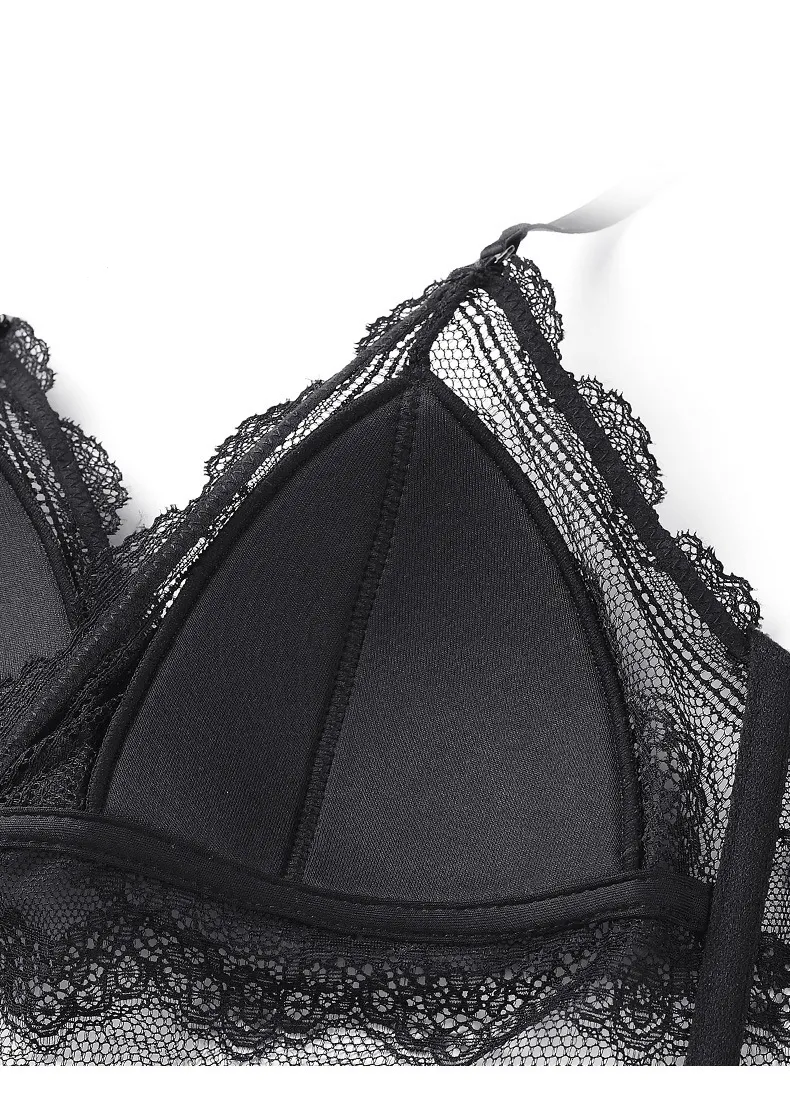 Wholesale Underwear French U-Shaped Triangular Cup Lace Ultra-Thin Romantic for Women Soft Sexy Bra Set Lingerie