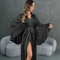 Wholesale Satin Long Sleeve Ruffled Chiffon Patchwork Sleepwear Sexy Women's Robe